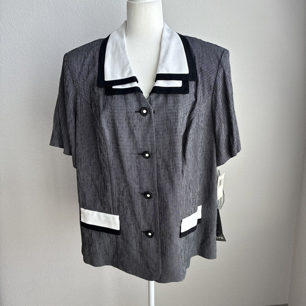 Vintage D.E. Frantoria Womens Button Front Top Capsule Career Woman Size 18